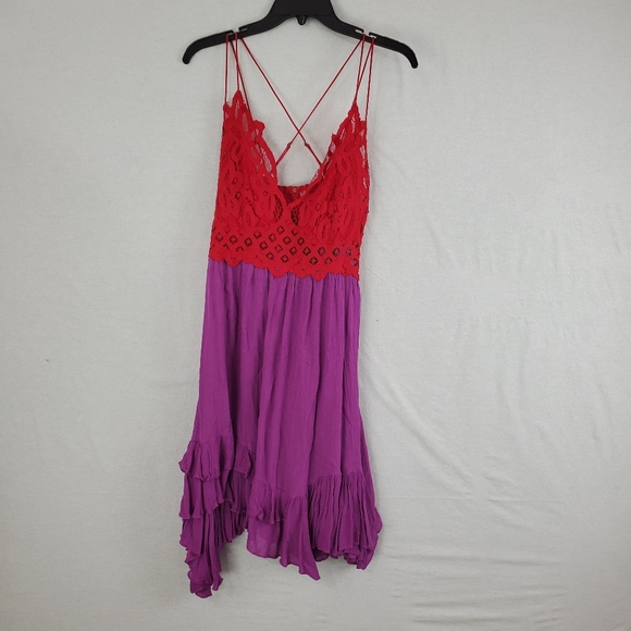 Free People Adella Lace Slip Ruffle Tiered dress - Picture 2 of 8